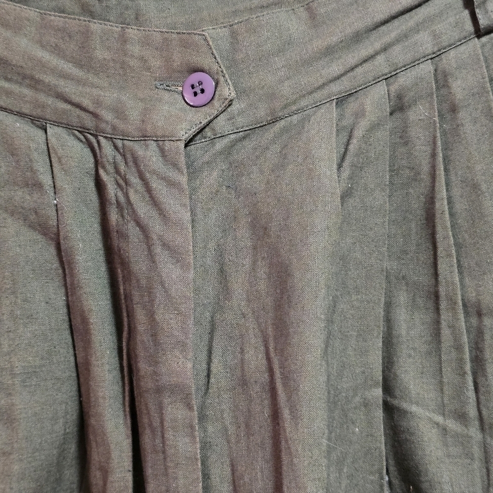 Vintage Brettons 100% cotton tailored bermuda pleated  kaki green short - Picture 4 of 12
